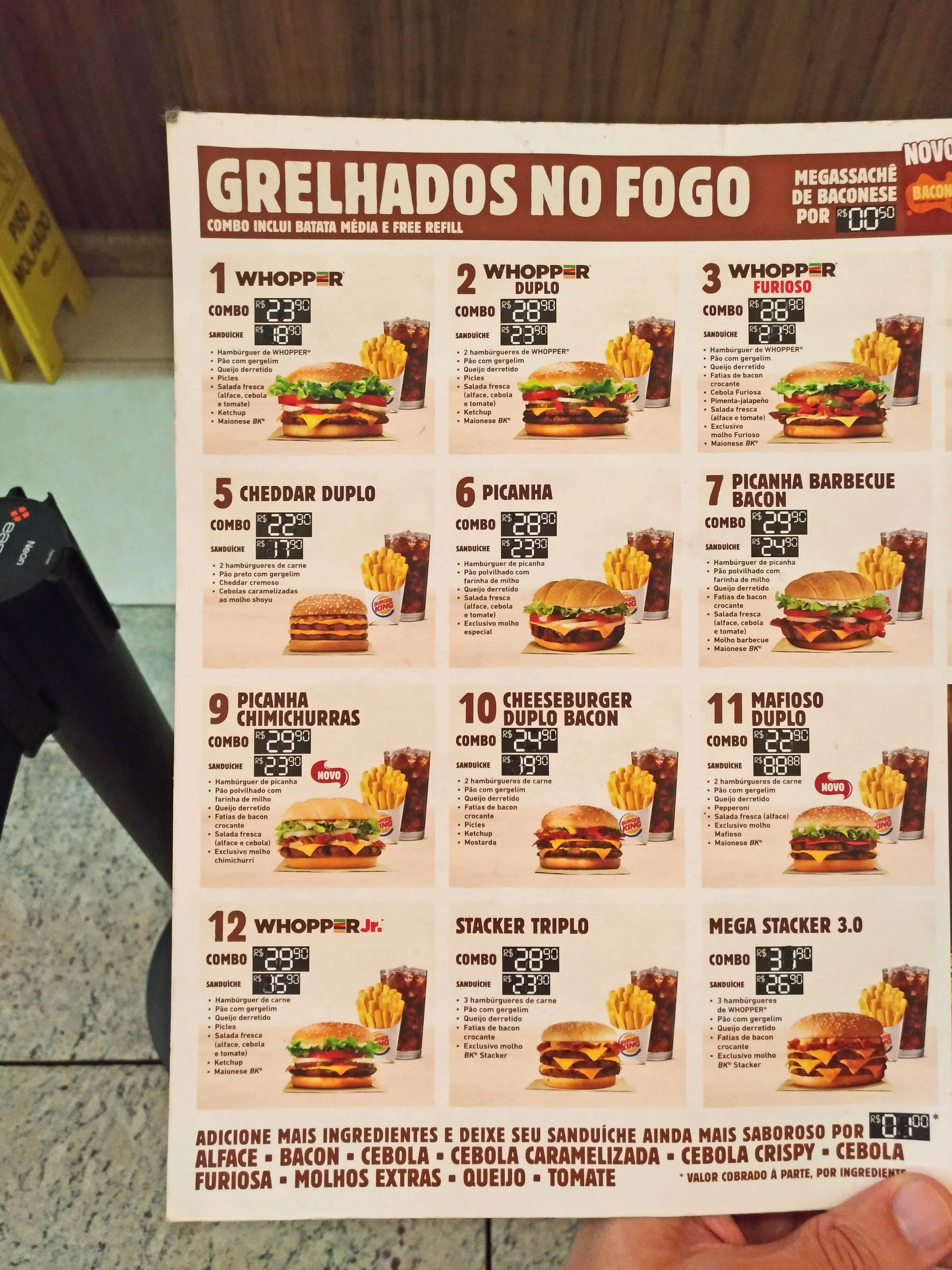 Burger King - Gastronominho - cardapio bk