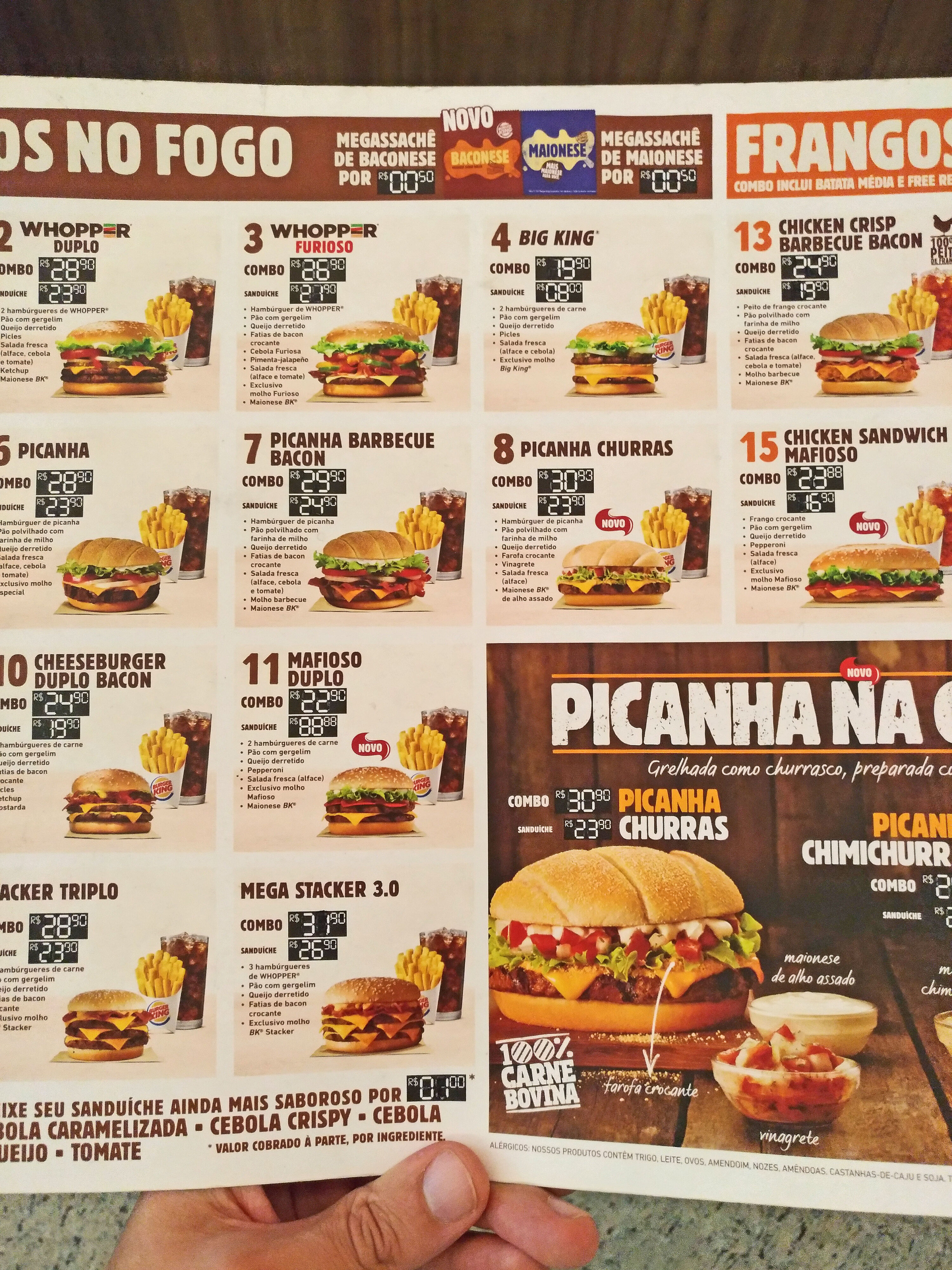 Burger King - Gastronominho - cardápio do burger king
