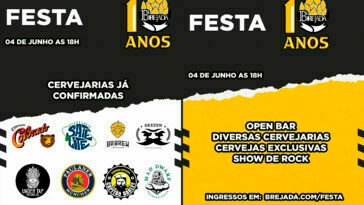 Brejada completa 10 anos com Festa Open Bar e Cerveja Comemorativa