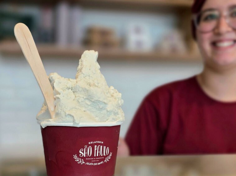 Gelateria São Paulo apresenta sabor de gorgonzola piccante DOP e pera