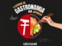 Arte da Semana da Gastronomia Japonesa, com tigela de peixe, ovas e pepino, m&atilde;o segurando hashis e logotipo da Abrasel.