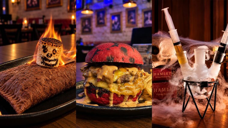 Outubro Bruxo da Estação Chelsea com burgers, drinks e milkshakes